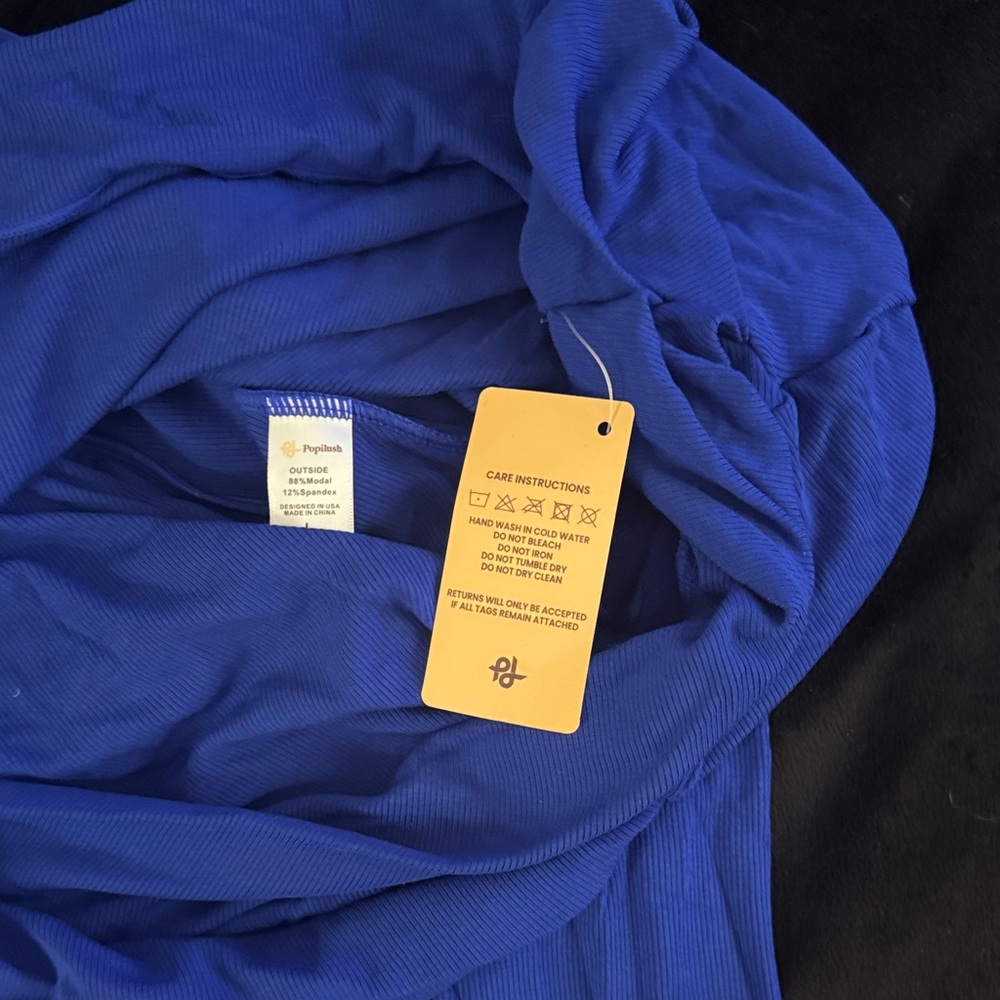Vibrant Blue Off-Shoulder Shirt - Picture 5 of 5